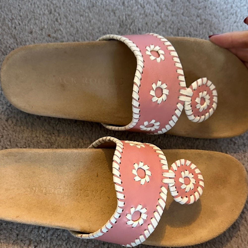 Jack Rogers Pink Sandals with Floral Design
